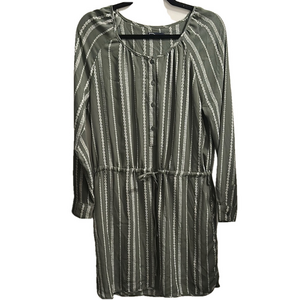 GAP Green and White Ruched Tie Front Sundress